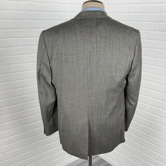 Nautica Blazer Men 40R Black Herringbone Lambswool Stretch Classic CareerJ acket - Picture 4 of 14